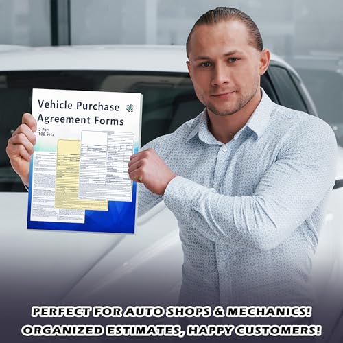 Vehicle Purchase Agreement Forms 2 Part Carbonless Copy Book 8.5 x 11 Inches 100 Sets Auto Dealer Dealership Car Bill of Sale 1 Pcs