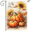 Fall Garden Flags for Outside 12x18 Inch Double Sided, Sunflower Pumpkin Small Yard Flags Autumn for Outside, Outdoor Fall Flag Front Porch Decorations