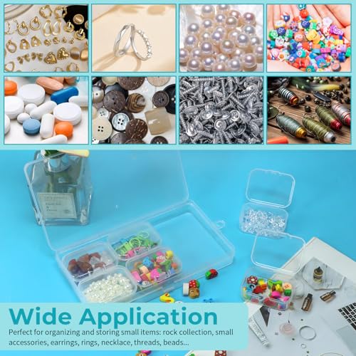 Image of Large Bead Organizer Box with 6 Small Boxes inset, Small Bead Organizers and Storage Plastic Cases, Clear Bead Storage Containers Boxes with Hinged Lid(7 Pcs)