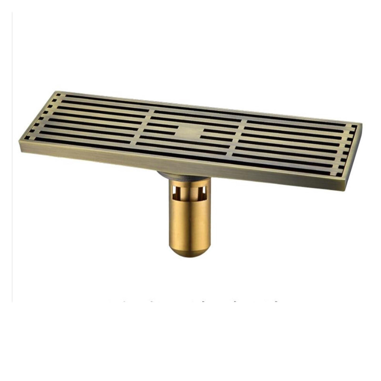 Drain de sol rectangulaire en cuivre pour salle de bains familiale et espace bien-être 30x8cm