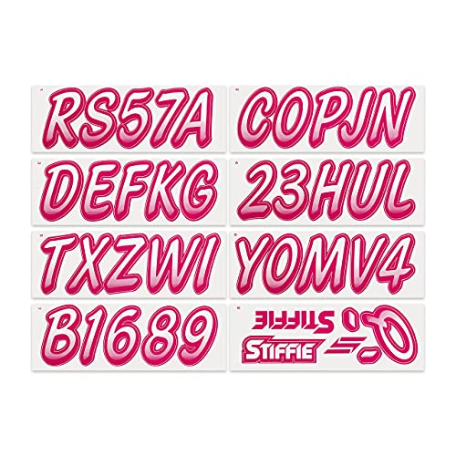Image of STIFFIE Whipline White /Berry 3 inch Boat & PWC Registration Decals • Numbers Letters Stickers