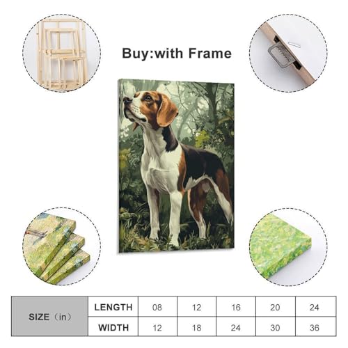 Tableau impression sur toile Beagle, cadeau idéal pour salon 50x75 - 2