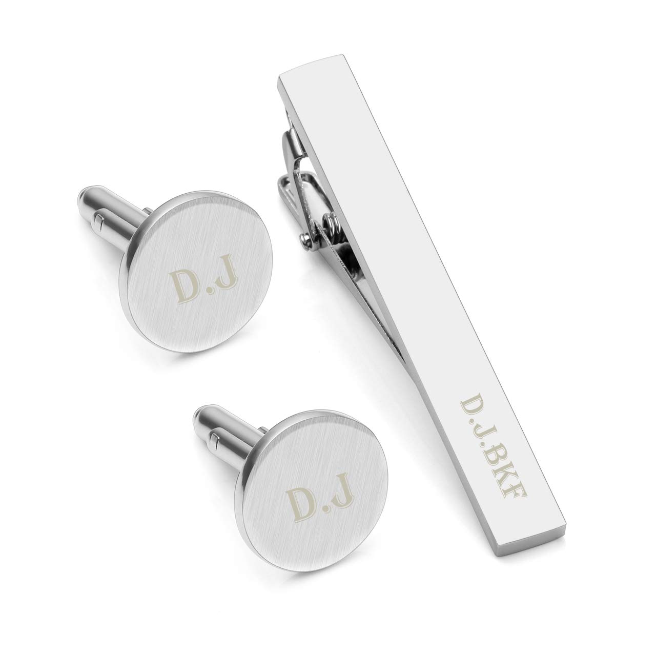 Personalized Master Free Engraving Custom Stainless Steel Cufflinks Tie Clip Bar Set for Mens Wedding Business with Gift Box