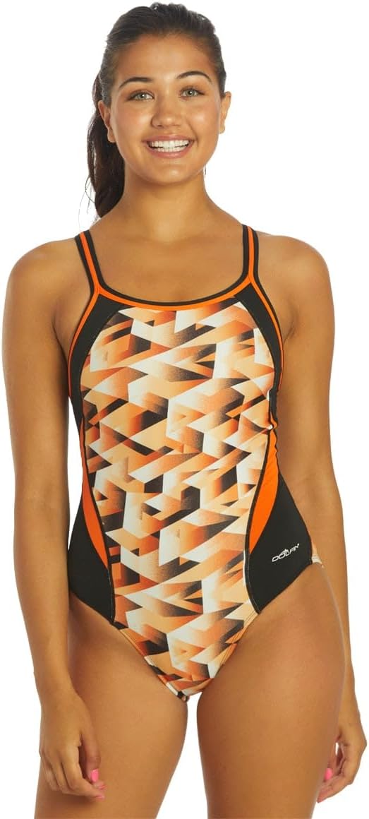Reliance Blue & Green Stripe DBX Back One-Piece Swimsuit