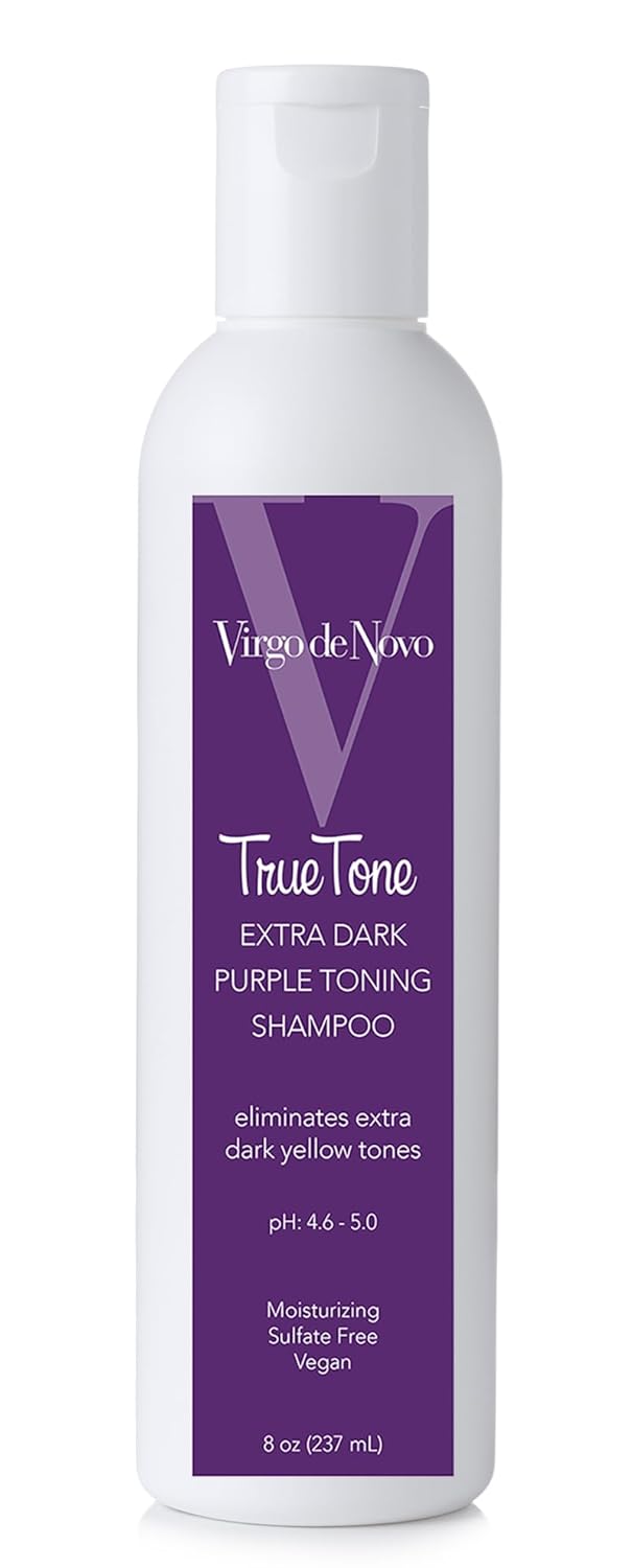 Virgo de Novo Extra Dark Purple Toning Shampoo Neutralizes Extra Dark Yellow & Brassy Tones, Brightens Blonde, Silver & Grey Hair, Sulfate-Free, Color-Safe, Non-Drying (8 oz)