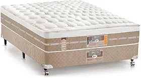 Castor Cama Box Casal Silver Star Air com Mola Pocket, Branco com Bege, 138x188x71cm, Suporte 140kg por Pessoa