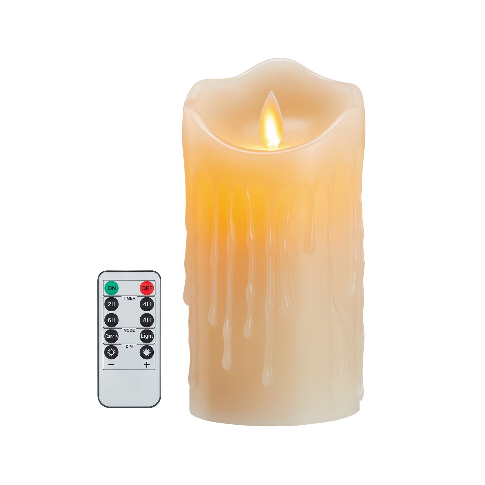 Koelaa LED Candles, Flameless Battery Operated Flickering Candles with Remote Control, Christmas, Halloween, Festivals decor-7.5x10cm, Ivory