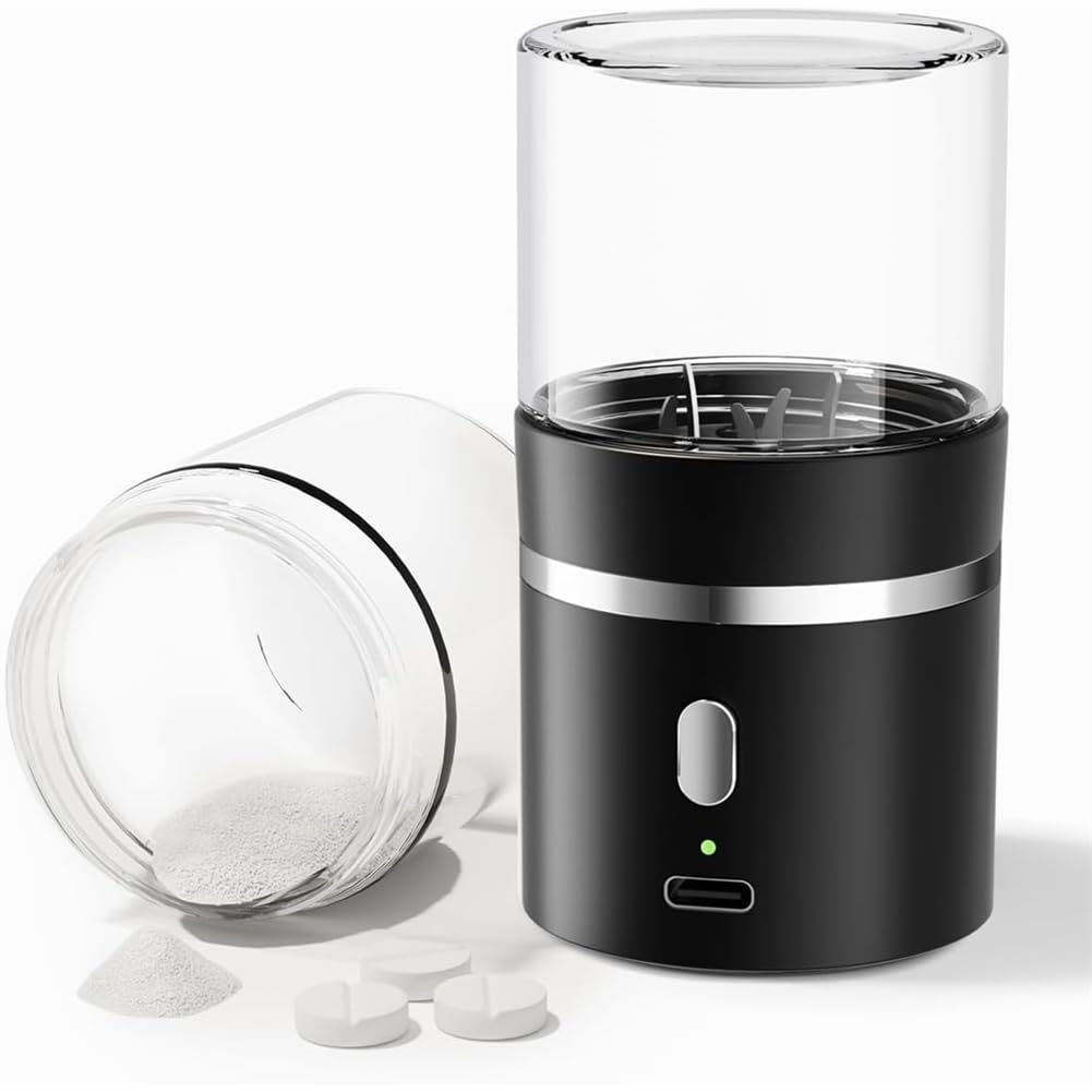 Triturador de Pastillas Eléctrico, Portátil e Inalámbrico, Polvo Fino para Viajes, Tritura Fácilmente Pastillas y Vitaminas para Personas Mayores y Mascotas.