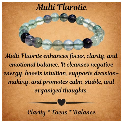 Image of ANAYA AGATE Healing Crystal Bracelet for Women and Men - 8mm Round Beaded Bracelet for Men and Women - Unisex Stretchy Gemstone Bracelet for Healing and Protection