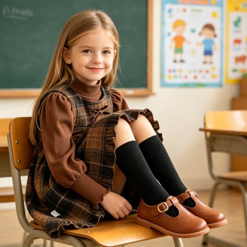 Image of GINFIVE Toddler Girls Mary Jane School Oxford Dress Flat Shoes for Wedding