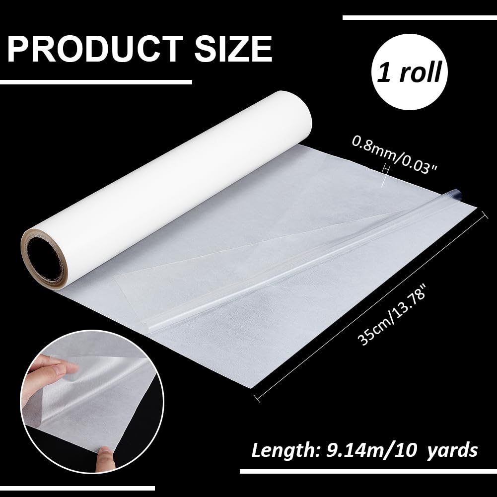 PH PandaHall Pellicola Adesiva Bifacciale Termoadesiva 35cm X 9 m, Fogli Adesivi Termoadesivi per Tessuti, per Fai Da Te, Artigianato, Cucito