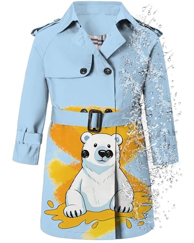 Image of Betusline Boys Waterproof Trench Coat Double Breasted Classic Belted Outwear Jacket Dress Coats