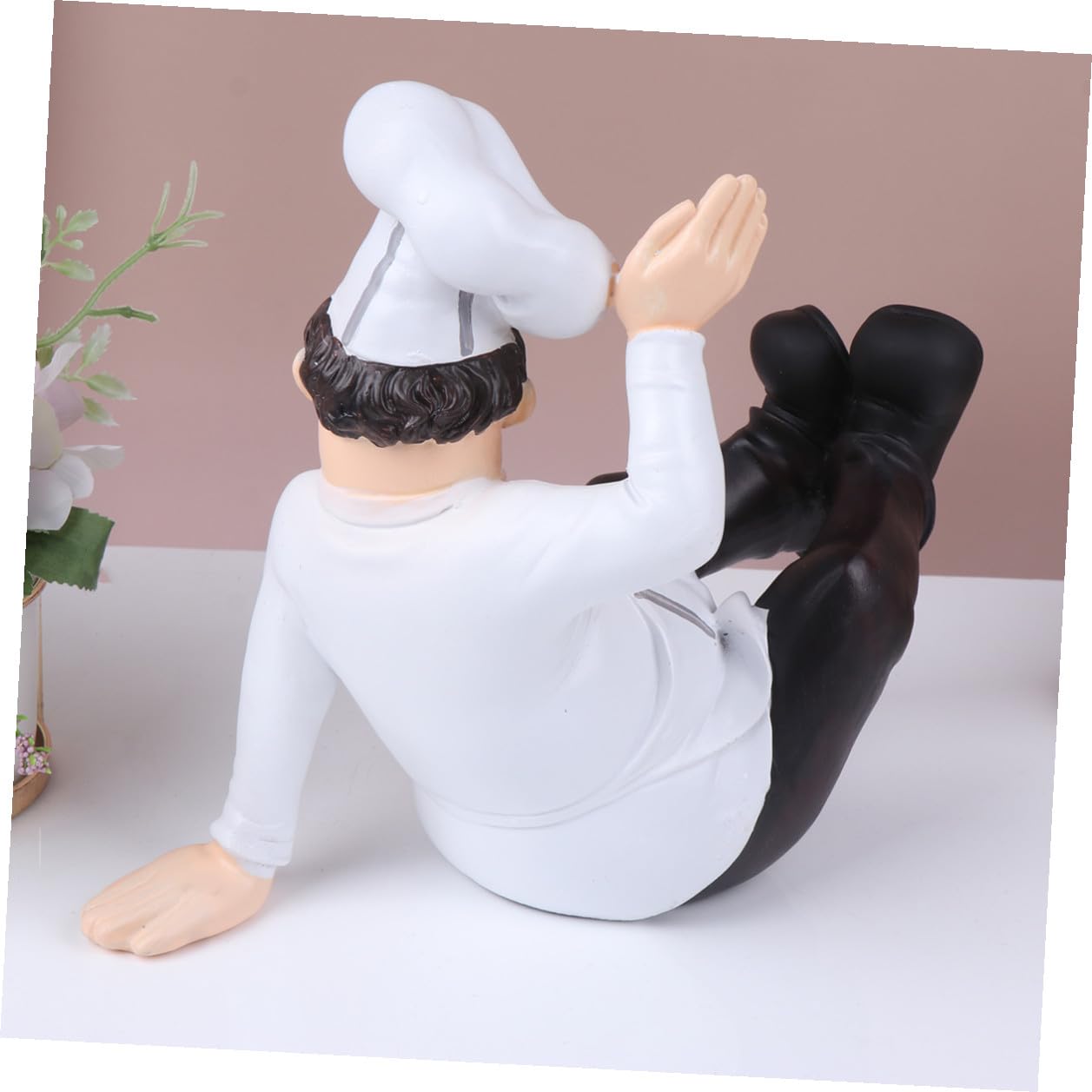 Lurrose Statuetta da Chef in Resina Europea Ornamento da Cucina Decorativo Stabile per Casa Bar Ristorante e Panetteria Scultura Modellata a Mano per Decorazione Tavolo