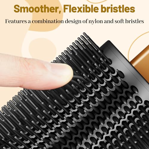 Image of 3-INCH Large Round Brush for Dyson Airwrap Attachments | 3Inch Large Barrel, Round Volumizing Brush, for Dyson Air wrap Attachment, Flexible Bristles for Volume Smooth Curling, Gold