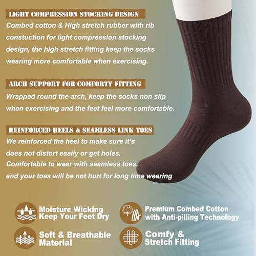 MAGIARTE Mens Athletic Cotton Crew Socks (no cushion) Moisture Wicking Breathable Sports and Casual Socks for Men 5 PACK2