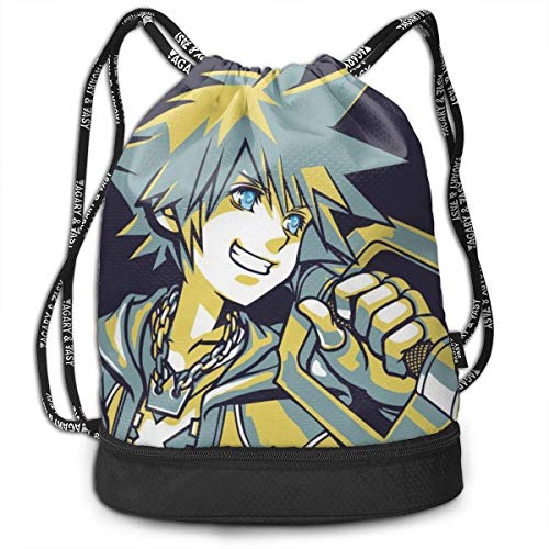HFXY King-dom Hearts Mochila de paquete ultra duradera Mochila con cordón de poliéster impresa en...