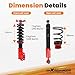 maXpeedingrods Coilovers for Ford Mustang 1994-2004, 24 Levels Damper Adjustable Coilovers Suspension Kit Struts, Height Adjustable Lowering Kit, Red