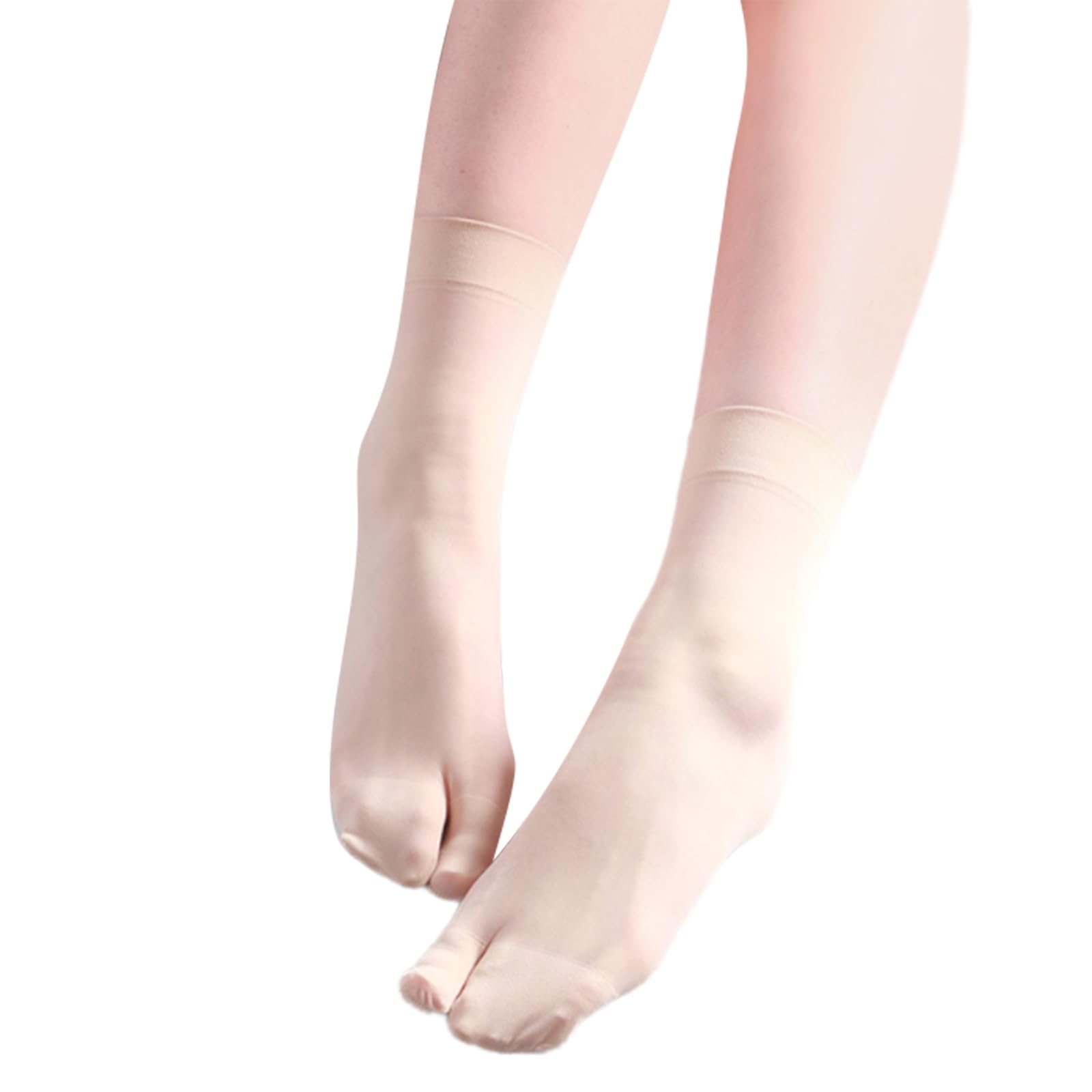 Meiliyizu Super Thin Silk Split Toe Middle Calf Socks for Women Breathable Anti Snags Sheer Invisible Two Toe Ankle High Socks Two Sheer Ankle High