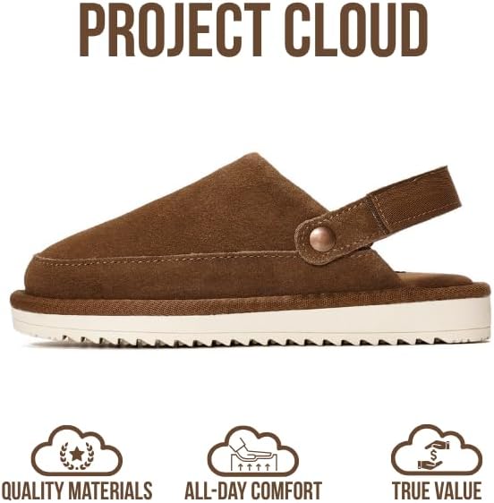 Project Cloud Kids Clogs Genuine Leather with Back Strap - Memory Foam & Lightweight Slip-on Boys and Girls Sandals with Adjustable Straps - Non-Slip Clogs for Kids Sandals (Little Goldstar) - Image 4