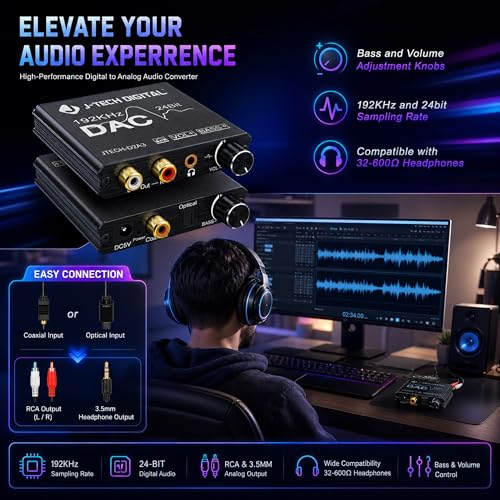 Decodificador Cable Toslink J-Tech Digital para solucionar errores de audio óptico 7