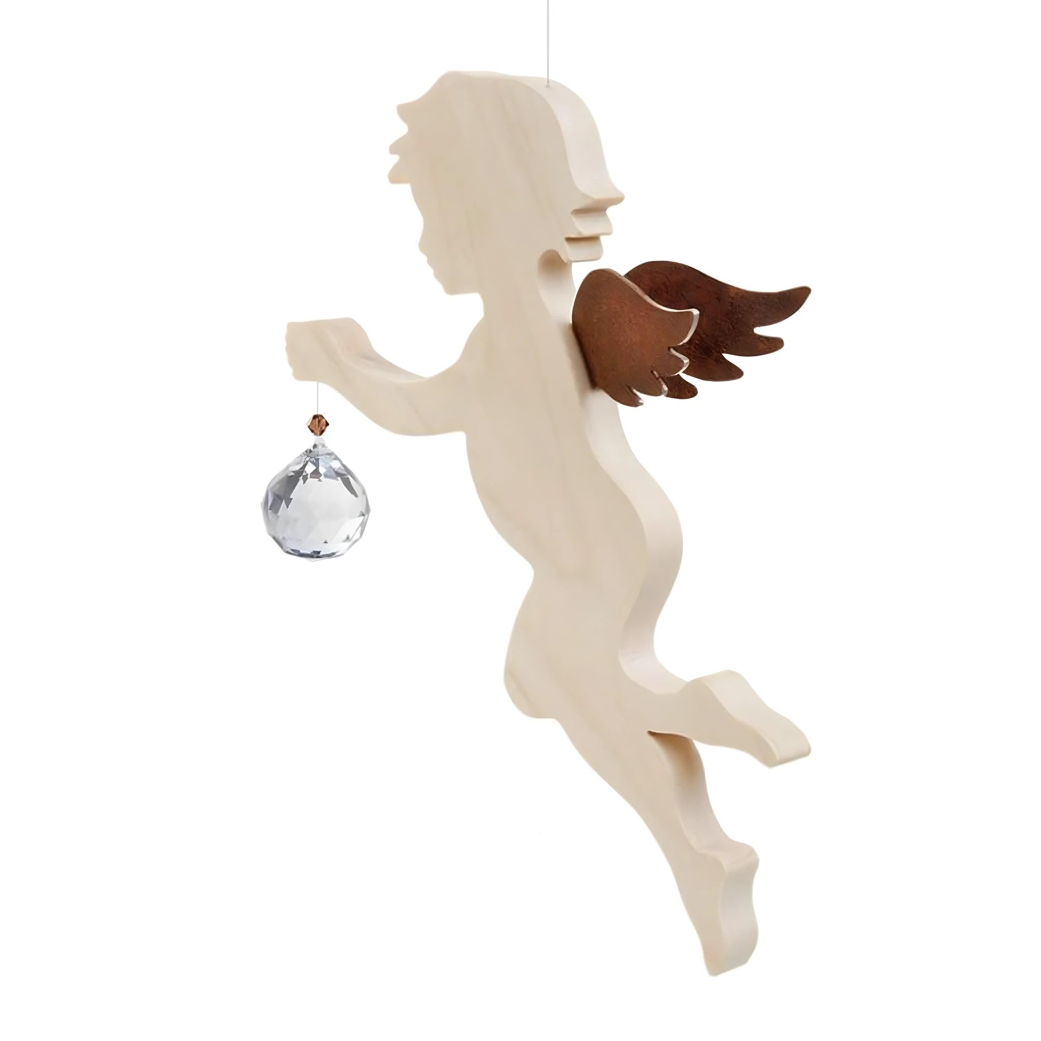 Dolfi Angel with Swarovski 17.5 cm 17.5 cm | Natural Wood in Val Gardena | Nativity Figure