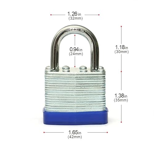 Lanube Lock Laminated Keyed Padlock (1-9/16", 40Mm), Keyed Alike Locks, Normal Shackle, Pack Of 12 #TOP2