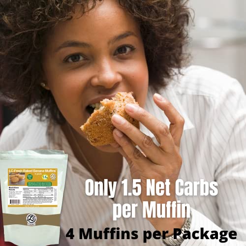 Lc Foods Low Carb Banana Muffins (4 Pack) Just 1.5 Net Carbs Per Muffin | Fresh Baked | Sugar-Free | No Preservatives | No Artificial Sweeteners | Diabetic Friendly | Snacks For Kids & Adults (10.6Oz) #TOP3