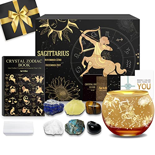 Image of Aovila Sagittarius Birthday Gifts for Women - Sagittarius Candle Holder Crystals Birthstones Gifts Box Set - Zodiac Gifts Astrology Horoscope Gifts Birthday Gifts for Her Mother Sister Best Friends
