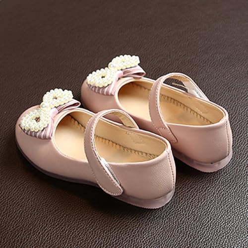 Girls Casual Sandals Spring And Autumn New Solid Color Girls Pearl Bow Small Shoes Children's Flat Leather Size 2 Slides3