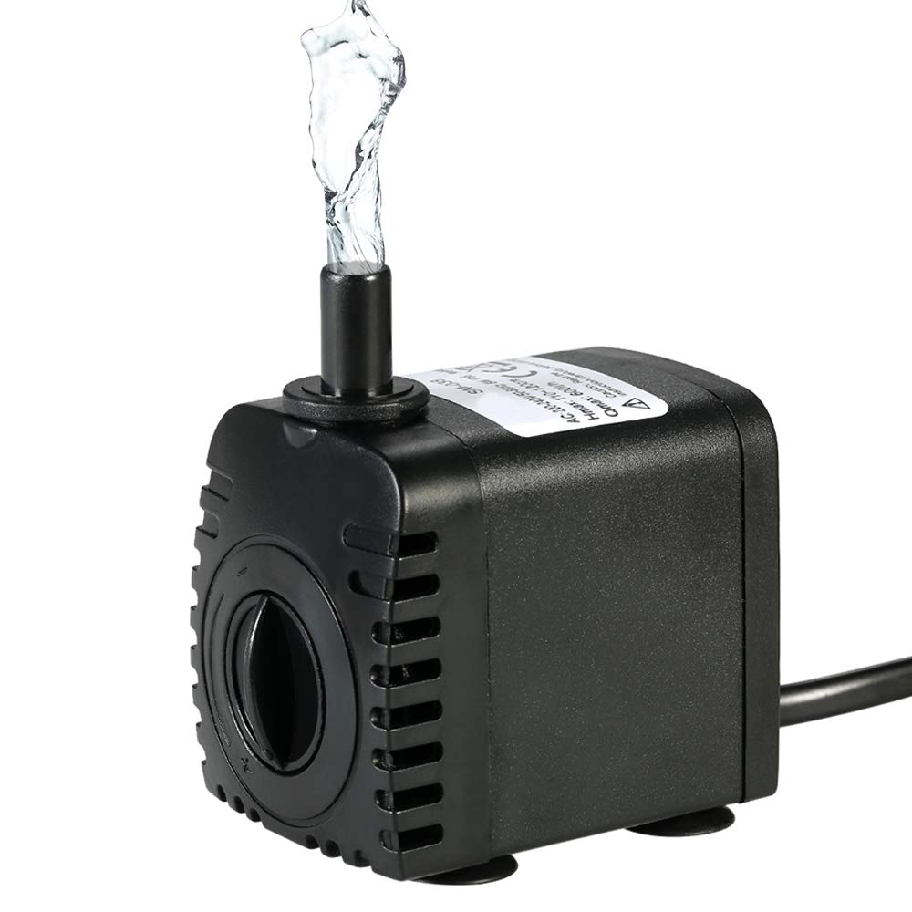 600L/H 8W Submersible Pump for Aquarium Tabletop Fountains Pond Gardens and Hydroponic Systems with 2 Nozzles AC220-240V