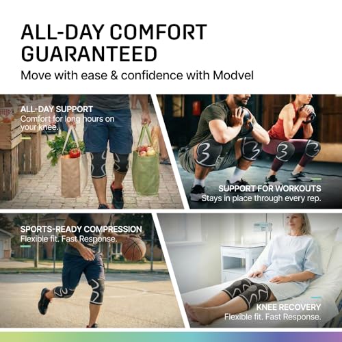 Image of Modvel 2 Pack Knee Brace for Women - Knee Support for Walking, Knee Compression Sleeves for Pain Relief, Knee Sleeves for Women, Knee Brace for Sports, Workouts & Arthritis