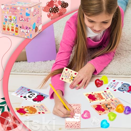 Cartes échange Saint-Valentin Aviski anti-stress solution cadeau classe complet