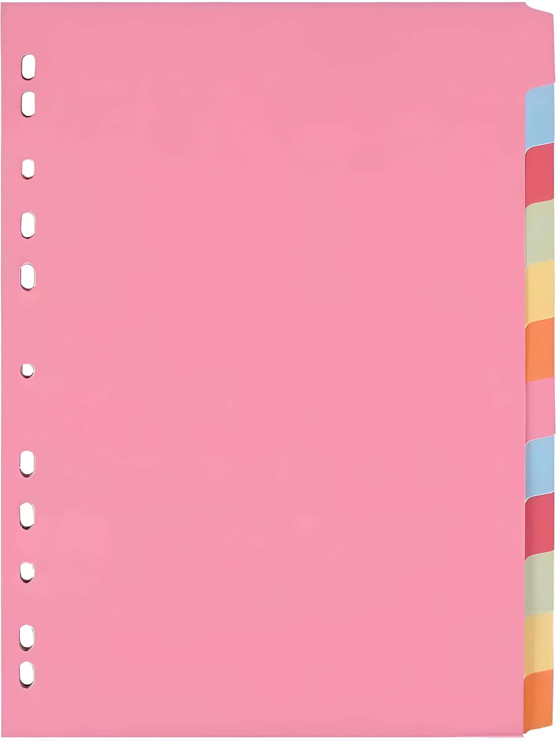Indigo® A4 File Dividers – 12 Part Index with Assorted Blank Manilla Tabs, Multipunched & Perforated Card – Pack of 10 for Binders & Filing