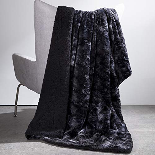 Bedsure Faux Fur Reversible Tie-dye Sherpa Throw Blanket - Super Soft Fuzzy Fluffy
