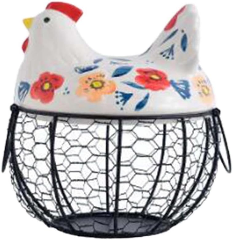 Farmhouse Egg Storage Solution - Stylish Wire Basket for Fresh Eggs, Floret