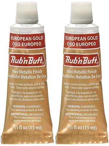 AMACO - Rub 'n Buff Wax Metallic Finish, (European Gold), (0.5-Fluid Ounce) (2-Pack)