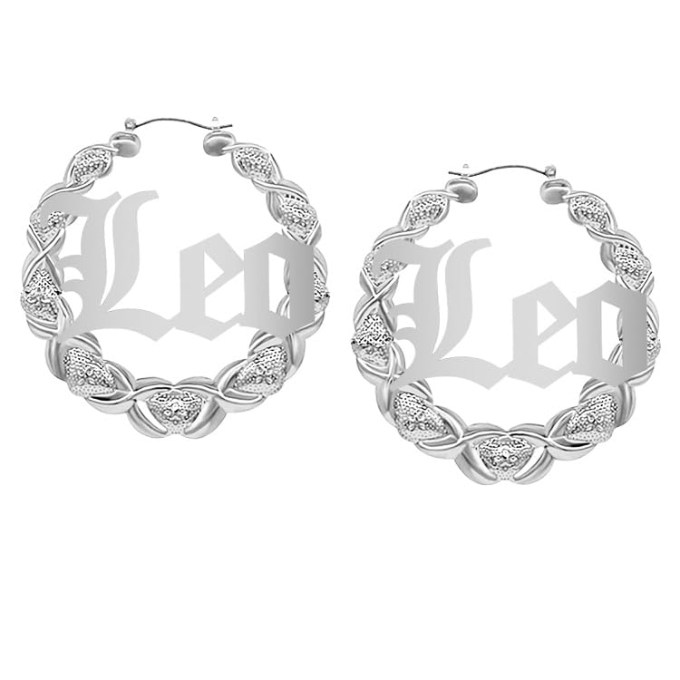 Zodiac Bamboo Hoop XOXO Earrings - Sterling Silver Plated Earrings for Women Girls Astrology Earrings Fashion Jewelry 90's Earrings for Women Hip Hop Style Party Accessory