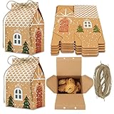 40 Stück Weihnachten Geschenkboxen, Kraftpapier Weihnachtsbox Süßigkeitenbox, Papier-Treat-Boxen, Geschenkverpackung Papiertüten, für Party Gastgeschenke, Partydekorationen Adventskalender DIY