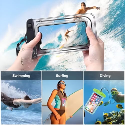 Image of Mobile Waterproof Pouch Universal Size Transparent for All Smart Phones (Blue Yellow Pack 2)