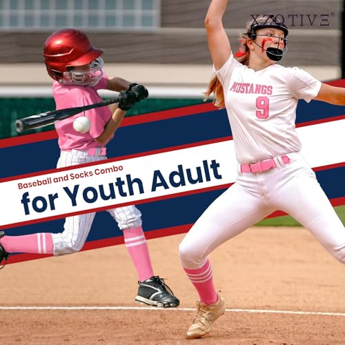 Image of XZQTIVE Baseball Softball Socks and Belt Combo Set Adjustable Softball Socks and Elastic Belt for Kids Youth Adult