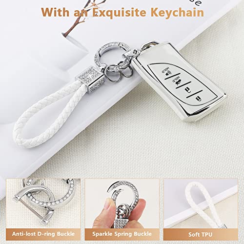 PIFOOG for Lexus Key Fob Cover Bling Keychain TPU Car Keys Case Shell Protector Protection for Lexus GX ES NX LC RC LS UX Accessories 4 Buttons Girly Women Cute - Image 6