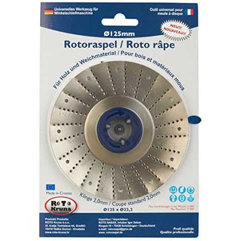Rotoraspel 125 mm (Klinge 2,0 ; Mittel) Schleifscheibe 125x22mm für Holz, Kunststoff,Gummi Cover