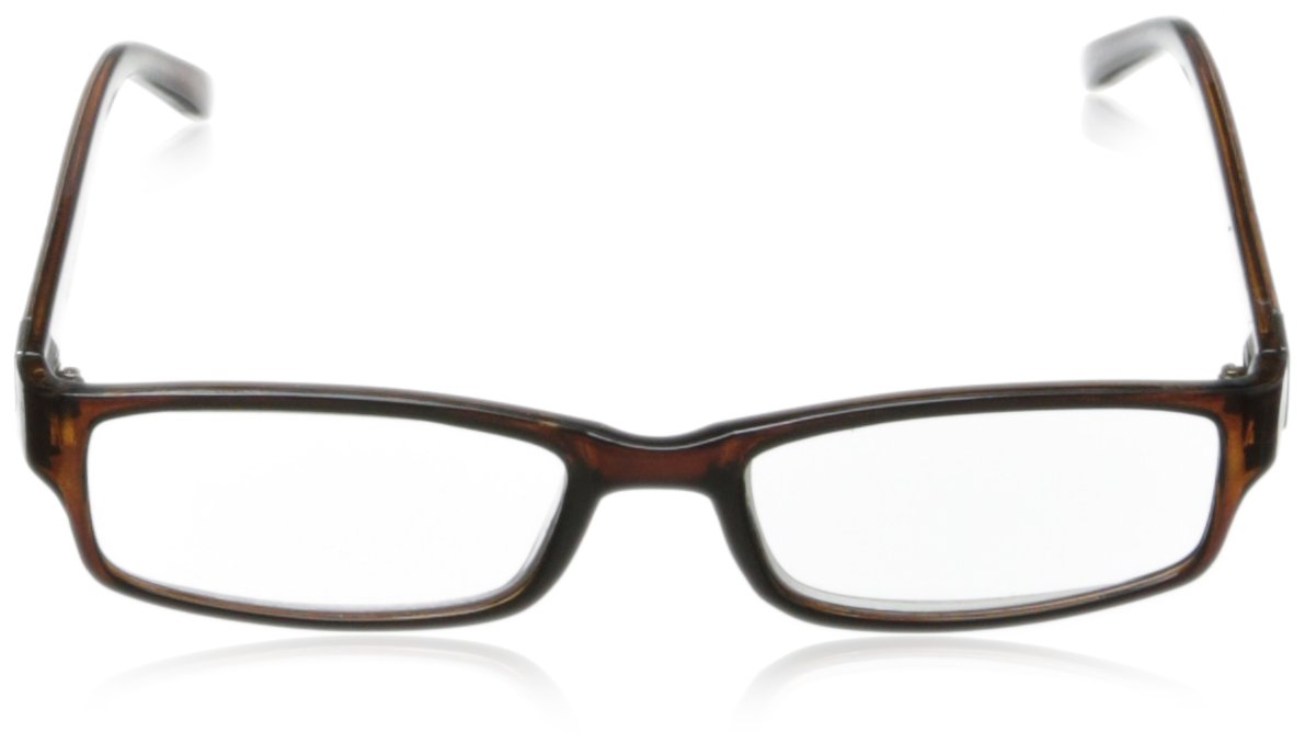Foster Grant Men's Derick Rectangular Reading Glasses, Black/Transparent, 53 mm, 1.50