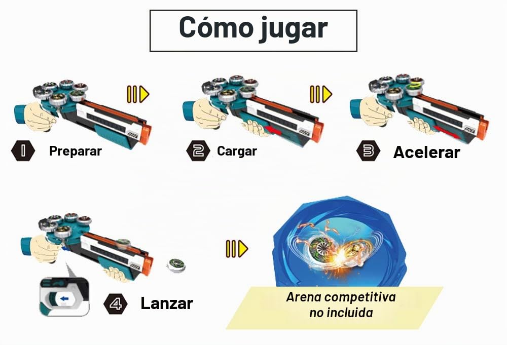 OBEST Set de peonzas de Combate Battling Tops con Lanzador Burst Launcher | Juego de peonzas de combate Burst Turbo: regalo para niños