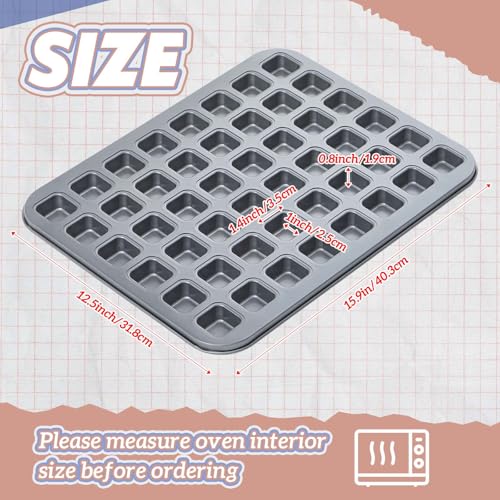 Teenyyou 2 Pcs Mini Brownie Bites Pan with Dividers Small Baking Pans 48 Cavity Mini Square Muffin Pan Nonstick Heavy Duty Carbon Steel Cupcake Tool for Christmas Birthday Gift Wedding Party