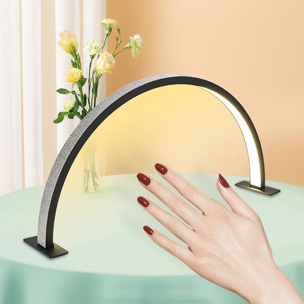 Lámpara De Manicura En Forma De U con Anillo De Arco, Lámpara De Media Luna Led con Atenuación Continua, Lámpara De Pestañas Led De Media Luna De 35 W, Luz De Esteticista Regu, White