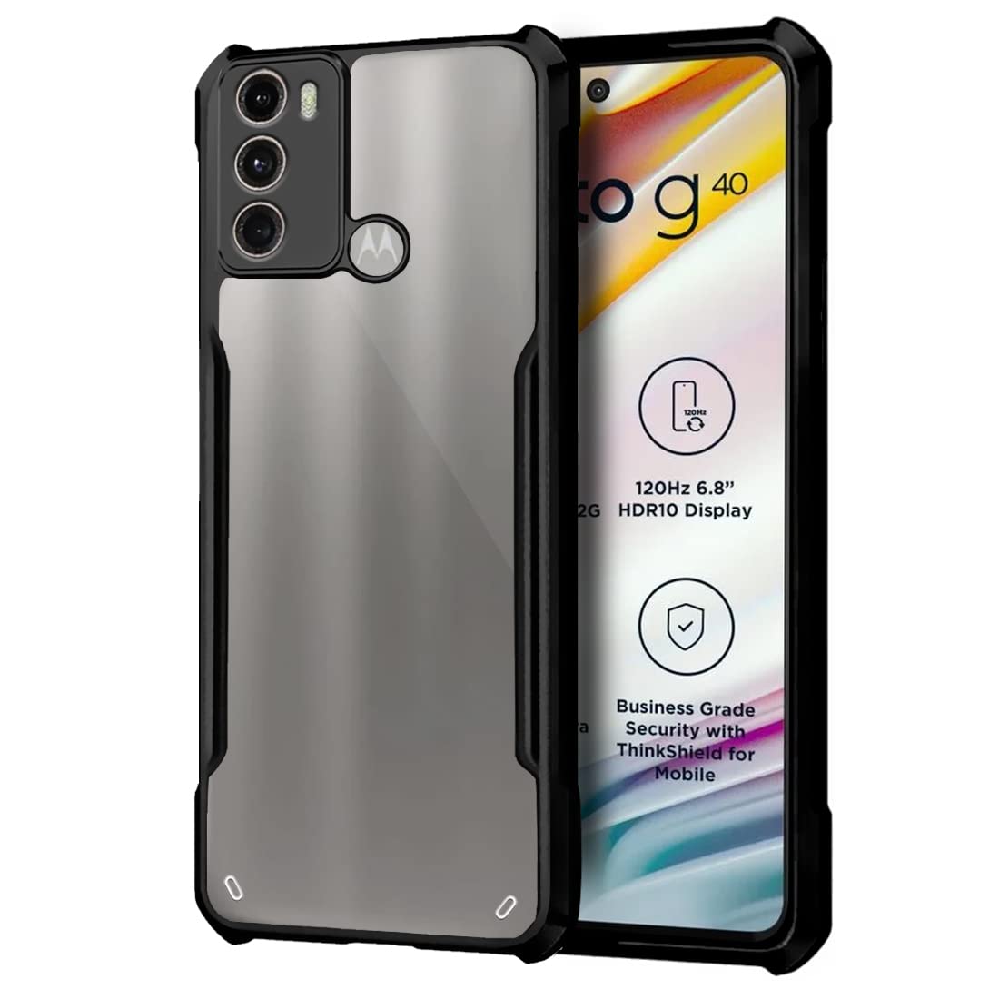 Fashionury Back Cover Case for Moto G60 / G40 Fusion (Shockproof | Hybrid TPU & PC | Transparent | Black Bumper) (B0BBRX2VPM) Amazon Price History, Amazon Price Tracker