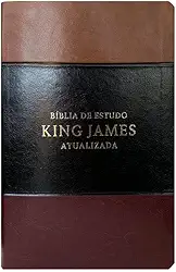 Bíblia de estudo King James atuali. full color - tricolor marrom, preta e bordô