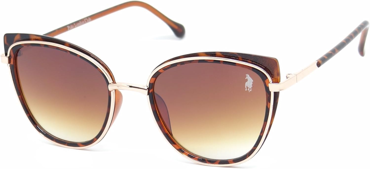 Óculos de Sol Polo London Club Gateado Médio com Lentes Degradê UV400 contém Case Couro ECO, Feminino