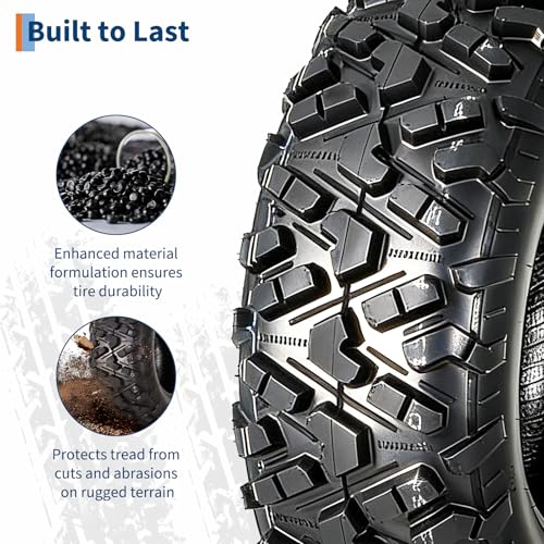 Image of GarveeTech ATV /UTV Tires, Set of 4-25x8-12 Front & 25x10-12 Rear All-Terrain Tires, 6-Ply Tubeless, for Off-Road, Mud, Dirt and Trails